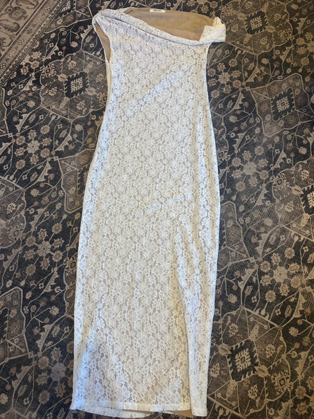 Showpo White One-Shoulder Lace Maxi Dress